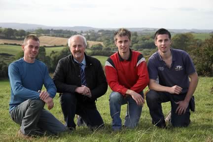 NI Simmental Cattle Breeders' Club vice-chairman Richard Rodgers, and chairman Nigel Glasgow, with Downpatrick suckler herd owners William and John Edgar