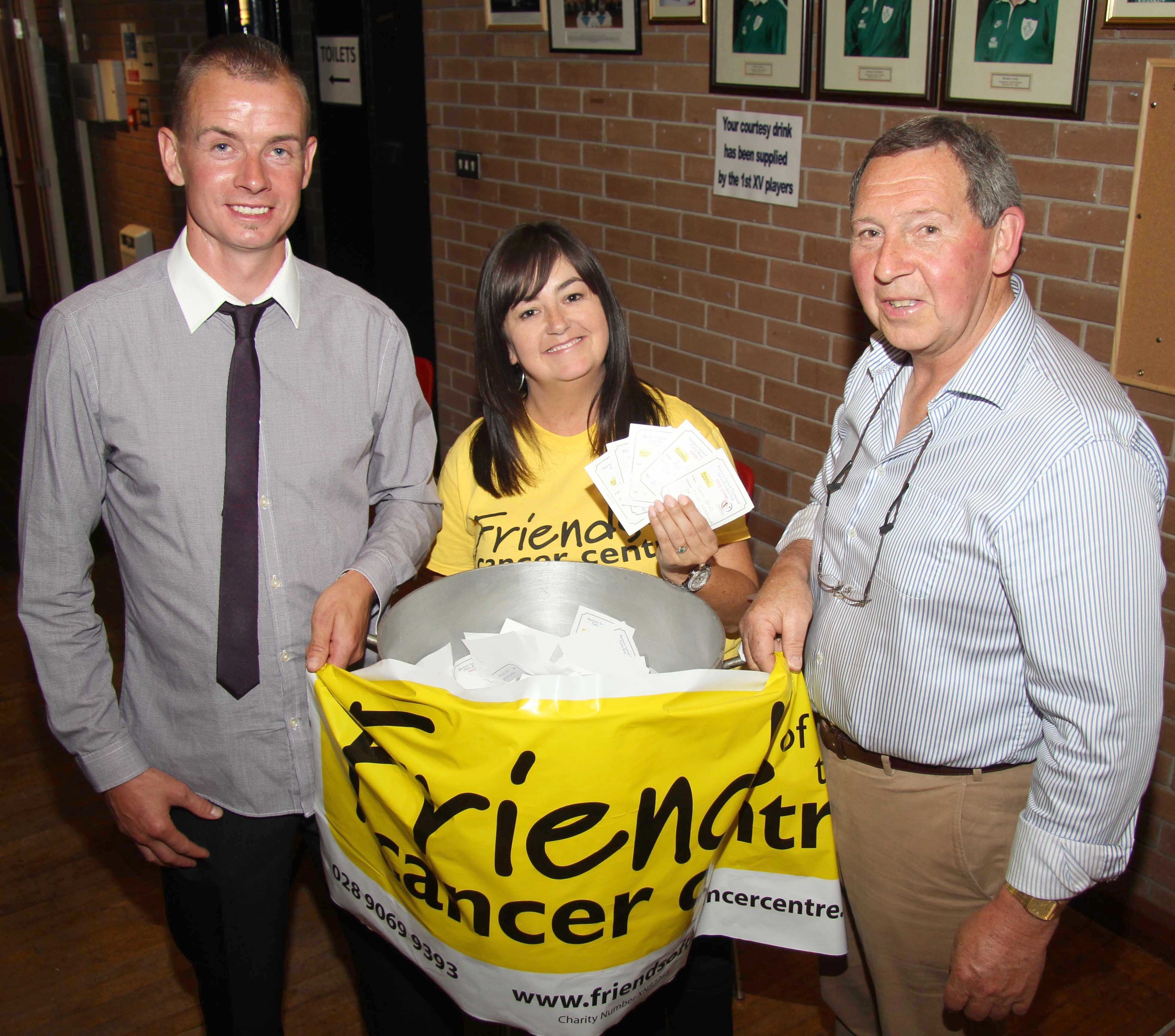 Drawing the winning raffle tickets are club chairman Richard Rodgers, Claire Hogarth, Friends of the Cancer Centre, and club member and organiser Pat Kelly. Picture: Julie Hazelton