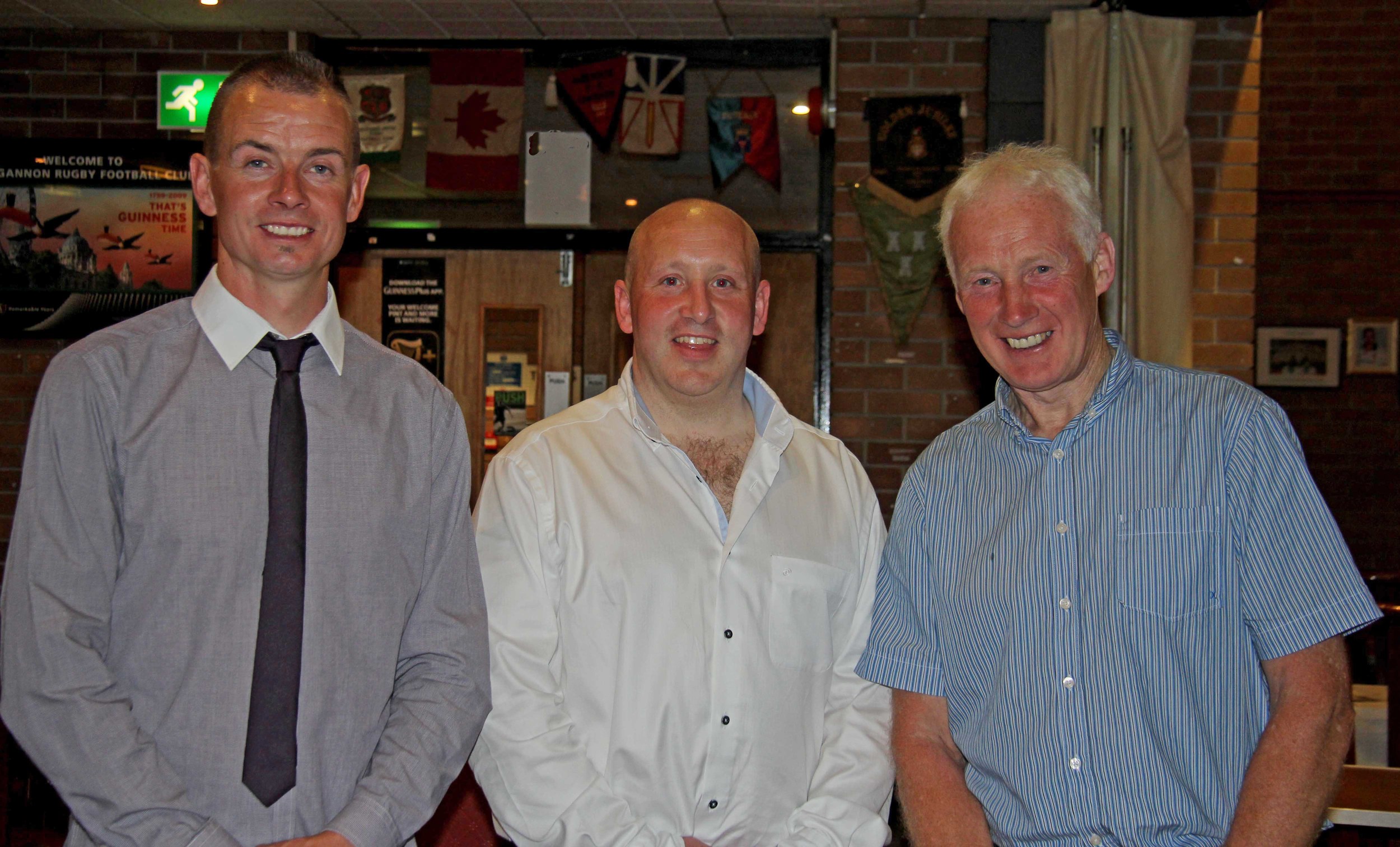 Club chairman Richard Rodgers, and treasurer Leslie Weatherup, with Colin Harbinson from The Meat Joint in Antrim, who provided and partly sponsored the steak for the BBQ. Picture: Julie Hazelton